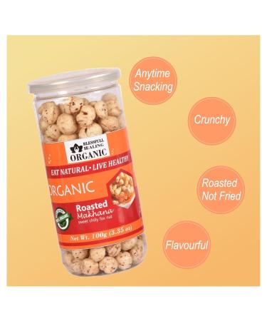 Buy Blessfull Healing Organic Makhana - Sweet Cool Roasted Taste 100g | Best International Shipping - Buy Online on GoSupps.com