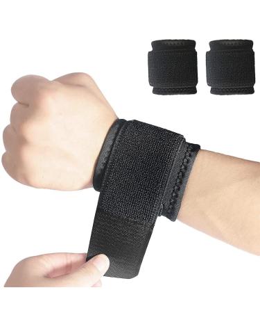 2 Pack Wrist Brace Wrist Straps for Carpal Tunnel for women and men Wrist Support Brace for Weightlifting Working Out and Pain Relief. Flexible Highly Elastic Adjustable (A-Black)