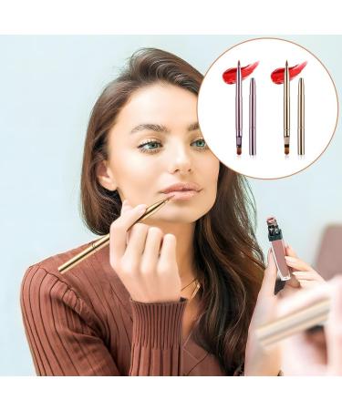 YOCDNOV 2 Pieces Double Ended Lip Brush Set - Retractable Lip Makeup Brush Lip Contour Brush Lip Gloss Applicator Suitable for Girls (Pink+Gold) - Buy Online on GoSupps.com