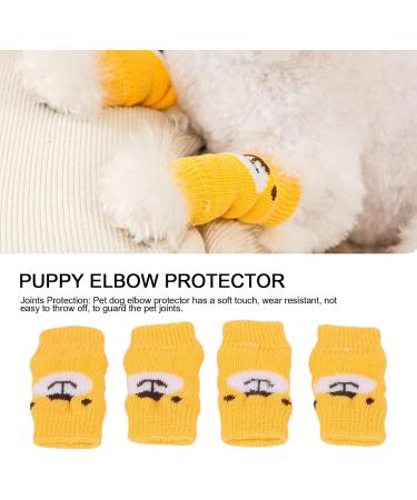 Dog Leg Brace 4Pcs Pet Dog Comfortable Elbow Protector Breathable Elastic Cartoon Bear Pattern Joints Warp Warm Dog Support Hock Covers for Legs Yellow(S) - Buy Online on GoSupps.com