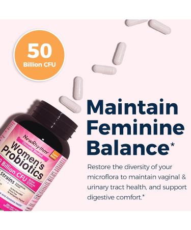 NewRhythm Women's Probiotics Organic Cranberry for Women's Vaginal Health 50 Billion CFU 18 Strains Probiotics and Prebiotics Support Digestive Health 60 Vegan Capsules 60 Count (Pack of 1) 50 Billion CFU (60 Count) Women's Probiotics - Buy Online on GoSupps.com