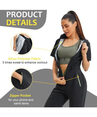 Junlan Women's Sauna Suit - Thermal Body Shaper Sports Suit - Quick Drying Black Sweat Suit for Enhanced Workout - Buy Online on GoSupps.com