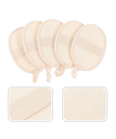 DOITOOL Bath Loofah 5pcs Exfoliating Face and Body Wash Cloths - Soft Scrubber Towel for Oil or Dry Skin - Beige - Buy Online on GoSupps.com