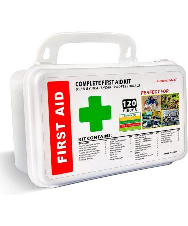 120 Pieces Hardcase First Aid Kit - First Aid Box Includes Instant Cold Pack Emergency Blanket for Travel Home Office Vehicle Camping Workplace & Outdoor