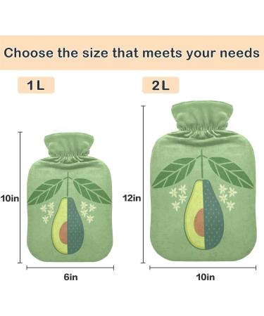 NAANLE Avocado Slice Hot Water Bottle | 1L Transparent Cover | Hand & Foot Warmer | Pain Relief & Heat Therapy - Buy Online on GoSupps.com