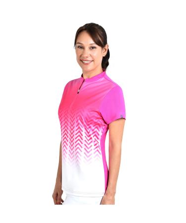 SAVALINO Women's Bowling Shirts, Professional Bowling Jerseys, Ladies Tops S-4XL Cerise Medium