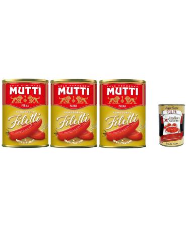 Italian Gourmet E.R. Pack of 3 Mutti Filetti tomatoes - 100% Italy - 400g can + 400g Italian Gourmet Polpa