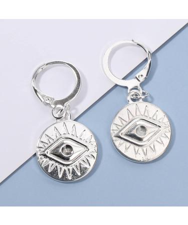 Evil Eye Disc Drop Earrings | Silver Hoop Earrings | Vintage Lucky Charm Jewelry for Women & Girls - Buy Online on GoSupps.com