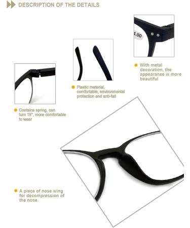 HEEYYOK Reading Glasses 5-Pack for Men/Women - Lightweight Comfortable Readers with Wood Look Design & Flexible Spring Hinges - 2.50 Magnification - Stylish Mix Colors & 5 Pouches Included - Buy Online on GoSupps.com