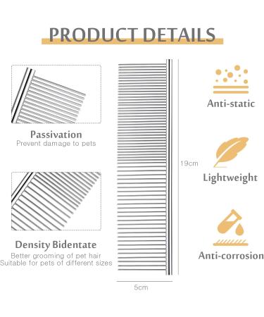 Stainless Steel Pet Grooming Comb for Dogs & Cats | Rounded Teeth Comb for All Sizes - 19x5 cm - Buy Online on GoSupps.com