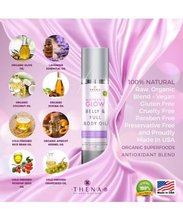 Mother's Glow Organic Belly Oil for Pregnancy - Prevent Stretch Marks & Dry Skin | Best Natural Maternity Care Moisturizer for Expecting Moms - Buy Online on GoSupps.com