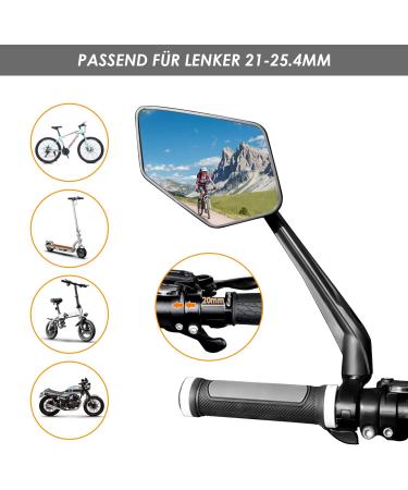 Arkham Extra Large Bicycle Mirror - 360 Swivel Shatterproof & Durable - Universal Fit for E-Bikes & Standard Bikes (Left Handlebar 21-25.4mm) - Buy Online on GoSupps.com