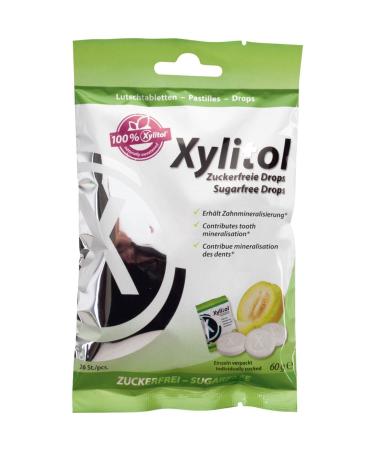 Miradent Xylitol Drops Melon 60g |Sugar -free lobbons |Fruity taste |Vegan |Gluten -free |Without aspartame sorbital lactose honey melon 60g