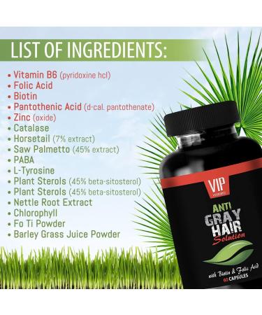 Rejuvenation Beauty - Gray Hair Solution - with BIOTIN & FOLIC Acid - nettles Capsules paba Supplement Gray Hair Supplement folate Supplement for Women Vitamins for Gray Hair Reversal 1B 60 Caps - Buy Online on GoSupps.com