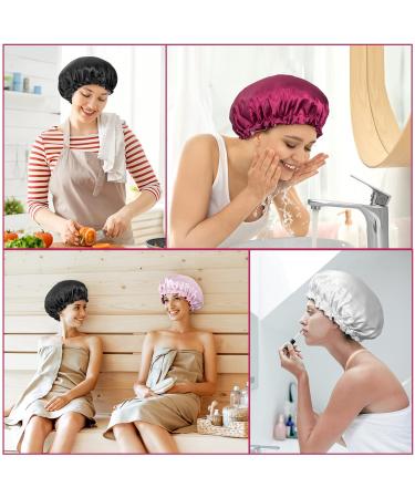 Buy Kiiwah Double Layer Silk Bonnet Sleep Caps - Adjustable Satin Sleeping Caps for Women & Girls | Black & Red | Perfect for Curls - Buy Online on GoSupps.com