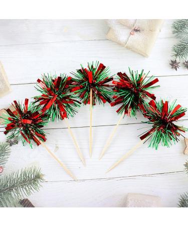 50Pcs Firework Cupcake Toppers Firework Party Picks Cocktail Food Fruit Toothpick Holiday Cake Topper Decoration Toppers Picks for Christmas New Year Party Celebrations Cake Decoration Green and Red - Buy Online on GoSupps.com