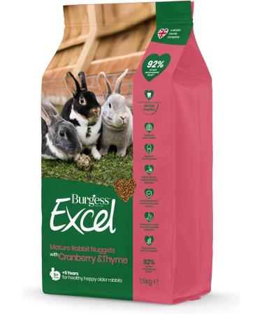 Excel Mature Rabbit Cranberry & Thyme Food 1.5 kg Green 1.5 kg (Pack of 1) - Buy Online on GoSupps.com