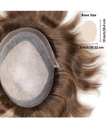 Lordhair Knotless Toupee for Men Skin Flat Injected Lace Front Human Hair System Base Size 8x10 Inch Light Medium Density Front Contour A Shape Mens Hairpiece Light Brown 7#(ASH) - Buy Online on GoSupps.com