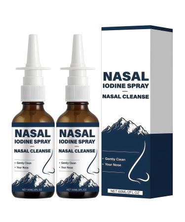 Tabriyot 2PCS Iodine Nasal Spray Daily Nasal Cleanse & Care Mist Fine Mist Non-Medicated Nasal Spray for Dry Air & Daily Nasal Cleanse