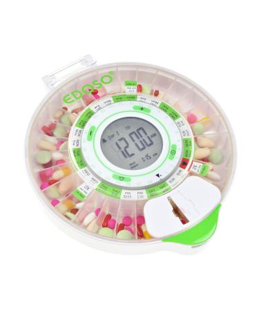 EDOSO Smart Automatic Pill Dispenser with Alarm | Model 2021 | 9 Alarms per Day | Large Display and Buttons | English Rings | 2 Secure Locks | High Medication Capacity