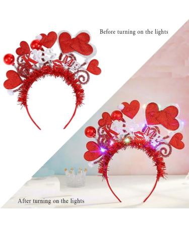 Vatocu LED Valentine's Day Headband Luminous Heart Headpiece Red Lips Headband Sequins Heart Hair Accessories for Holiday Wedding Birthday Party Gift - Buy Online on GoSupps.com