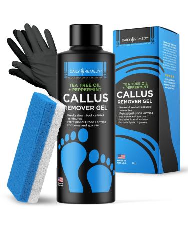 Daily Remedy Callus Remover Kit Includes Tea Tree Oil Callus Remover Gel & Pumice Stone Professional Scrubber to Remove Tough Heel Pedicure Products for Feet Gel + Pumice