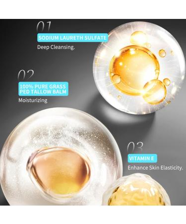 yehapp 150ml Tallow Face Wash Tallow Hydrating Facial Cleanser Skincare for Men Skin Care Tallow Face Moisturizer Hydrating and Moisturizing Face Exfoliating Face Wash - Buy Online on GoSupps.com