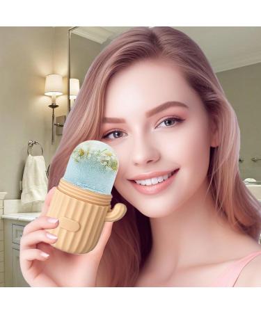 Neflum Cactus Ice Roller & GUA-SHA Facial Tools | Beauty Skin Care | Cryotherapy for Swelling Relief | Food-Safe Silicone | Beige/Blue - Buy Online on GoSupps.com