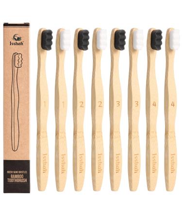 Isshah Extra Soft Bamboo Toothbrush Micro Nano 20 000 Bristles Toothbrushes for Sensitive Gum Pack of 8