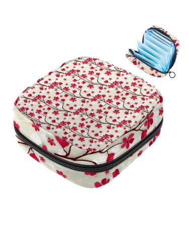 Women's binding-up bags Beautiful cherry blossom pattern pink women's taming bag tampon storage bag zip pockets menstrual tied bags multi15