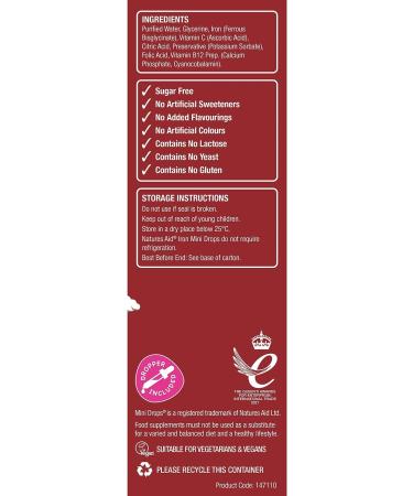 Natures Aid Mini Drops Iron Supplement - 1.69 fl oz - Buy Online on GoSupps.com