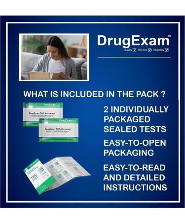 DrugExam THC Advantage 2 Pack: USA Made Multi Level Marijuana Urine Test Kit - 5 Level THC Detection (20-300 ng/mL) - Buy Online on GoSupps.com