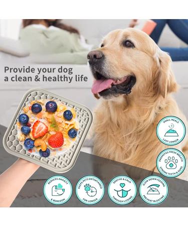 Kwispel Large Dog Lick Mat with Suction Cups for Anxiety - Slow Feeder Dispensing Treater Pad - Peanut Butter Flavor - Grey - Buy Online on GoSupps.com