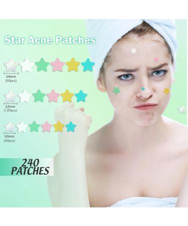 Star Pimple Patches - 240 Hydrocolloid Acne Dots with Tea Tree Oil | 3 Sizes 6 Colors for Effective Blemish Treatment - Buy Online on GoSupps.com