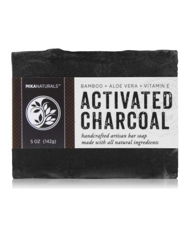 Activated Charcoal & Aloe Vera Bar Soap for Face Body Acne Blackheads Eczema Psoriasis | All-Natural Cleansing Detoxifying Soap for Troubled Skin | Palm Oil Free | Handmade (5