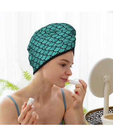 Hair Towel Wrap - Quick Drying Aquamarine Glitter Turban | Spa-Like Experience - Buy Online on GoSupps.com