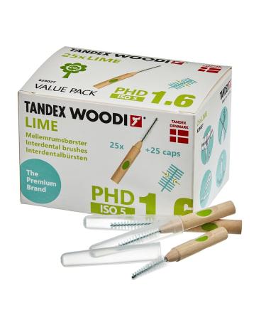 Tandex Woodi 25 Interdental Brushes - Lime PHD 1.6 ISO 5 - 1 pack (1 x 1 piece)