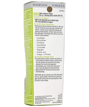 Physicians Formula Organic Wear 100% Natural Origin BB Cream - Light/Medium - 1.2 fl oz - Buy Online on GoSupps.com