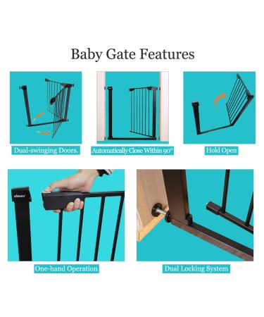 WAOWAO Narrow Baby Gate | 29.13in Tall Safety Gate for Child & Pet | Pressure/Hardware Mount | Auto Close | Ideal for Top of Stairs, Doorways | Black Metal | 25.59-28.35 Inch - Buy Online on GoSupps.com