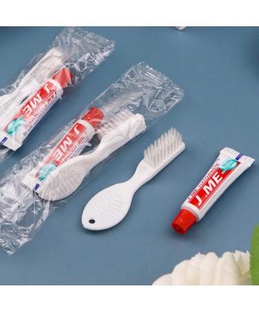 Xuezoioy Disposable Toothbrushes with Toothpaste Mini Pack of 30 White Individually Wrapped Mini Disposable Travel Toothbrush Kit Bulk for Homeless Psychiatric Hospitals Shelter Hotel Charity
