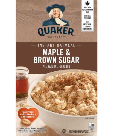 Quaker Maple & Brown Sugar Flavour Instant Oatmeal Multi-Pack 8 Packets 344g (Pack of 12) - Buy Online on GoSupps.com
