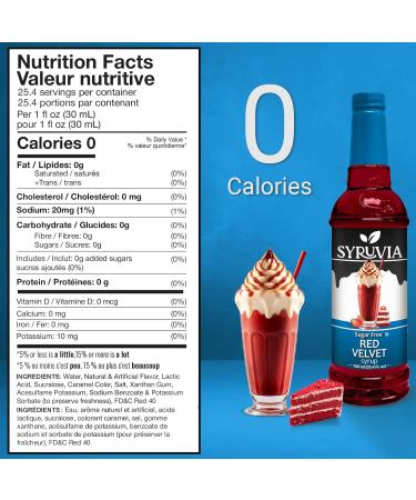 Syruvia Sugar-Free Red Velvet Coffee Syrup - 25.4 fl oz Premium Coffee Flavoring Syrup - 0 Calorie- Kosher Coffee Syrups Gluten Free Perfect for Drinks Soda Shakes Desserts and More. - Buy Online on GoSupps.com