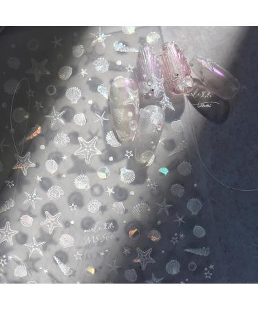 Shakven Self-Adhesive Nail Stickers Summer Shells Glitter Nail Stickers Decor - High-Resolution Printing Decorations for Dating Daily Life Work and School - Buy Online on GoSupps.com