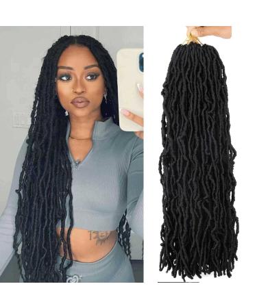 24 Inch Soft Locs Crochet Hair Pre Looped 6 Packs Faux Locs Crochet Braids Goddess Locs Dreadlocs Synthetic Hair For Black Women (1B, 24 Inch (Pack of 6)) 24 Inch (Pack of 6) 1B