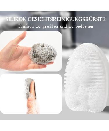 Yeadmal Silicone Facial Cleaning Brush | 2-Part Face Scrubber for Men & Women | Soft Face Brush (White & Gray) - Best for Radiant Skin - Buy Online on GoSupps.com