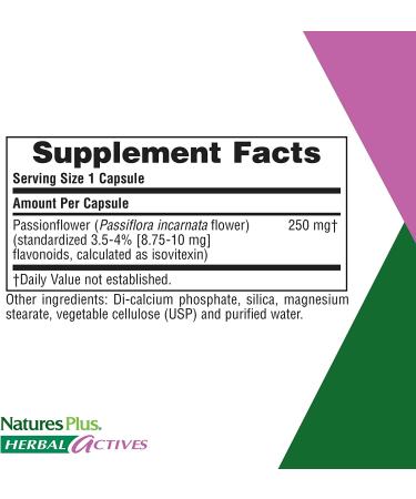Nature's Plus Herbal Actives Passion Flower 250mg - 60 Vegetarian Capsules for Relaxation - Buy Online on GoSupps.com
