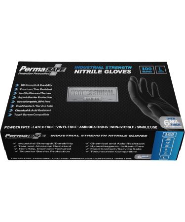 PermaSafe HD Industrial Nitrile Disposable Gloves - 6+ Mil Latex-Free Raised Diamond Texture | Large Box of 100 for Mechanics | International Shipping Available - Buy Online on GoSupps.com