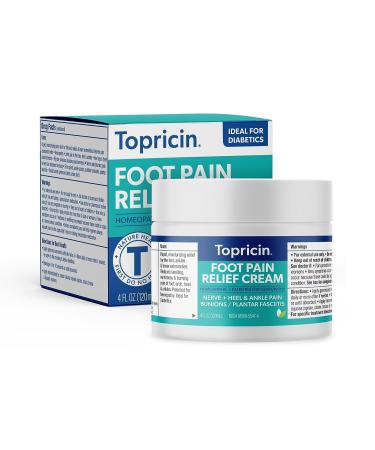 Topricin Foot Pain Relief Therapy Cream (4 oz) Fast Acting Pain Relieving Rub