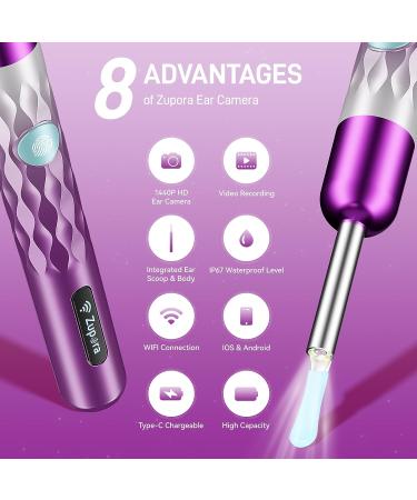 Zupora 1440P HD Ear Camera Ear Wax Removal Kit | WiFi Otoscope for Android & iOS | 6 Ear Pick Tools | Ear Cleaning Kit - Gradient Pink - Buy Online on GoSupps.com