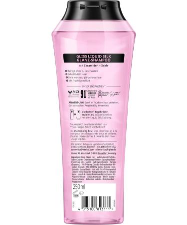 Gliss Liquid Silk Shampoo (250 ml) with ceramides and silk shiny shampoo for brittle and dull hair smoothes the hair surface - Buy Online on GoSupps.com